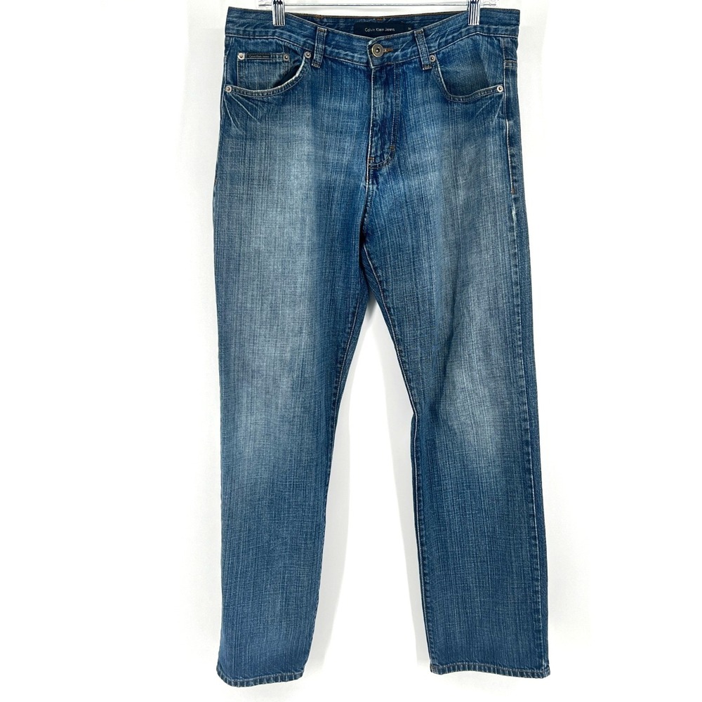 Calvin Klein Jeans Mens Relaxed Straight Denim Blue 34x31‎ Cotton 100% Cotton